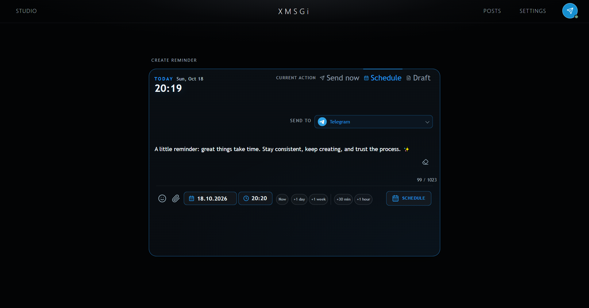 Быстрый планировщик XMSGi Studio